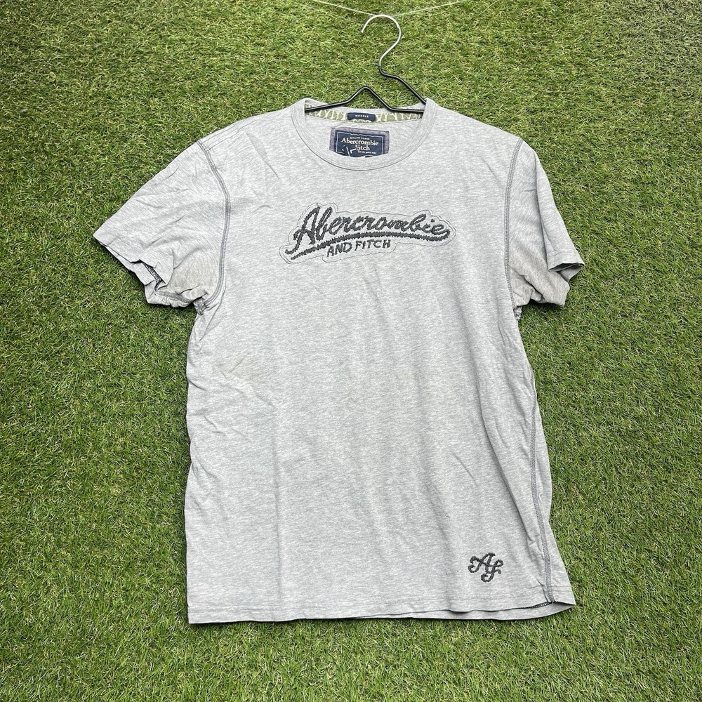 Vintage Abercrombie And Fitch Embroidered Shirt Mens Large Grey y2k 2000s